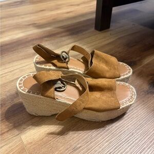 Brown Espadrille Wedge Sandals